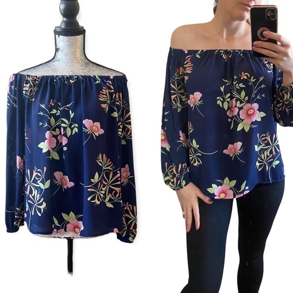𝅺⭐️2 FOR $20⭐️ GAP Off shoulder floral boho flowy blouse. Size small - Picture 1 of 12